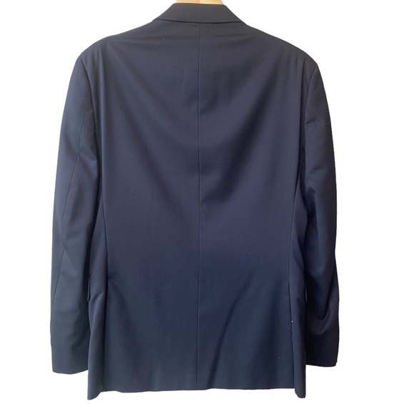 Tommy Hilfiger Mens Wool Navy Blue Long Jacket Blazer Modern Fit Sz 44R - Picture 6 of 11